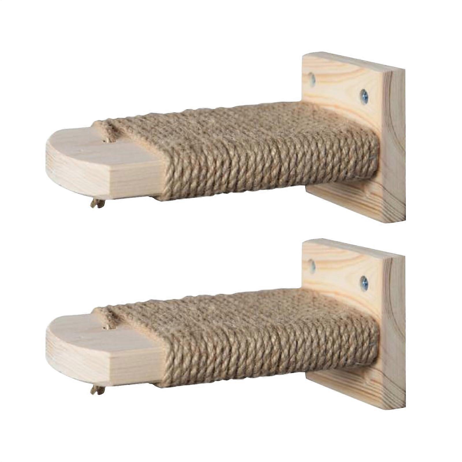Cat Climbing Steps for Cage Wooden Wall Mounted Kitten Shelves, Set of 2, Space Saving Paw Grinding Stairs