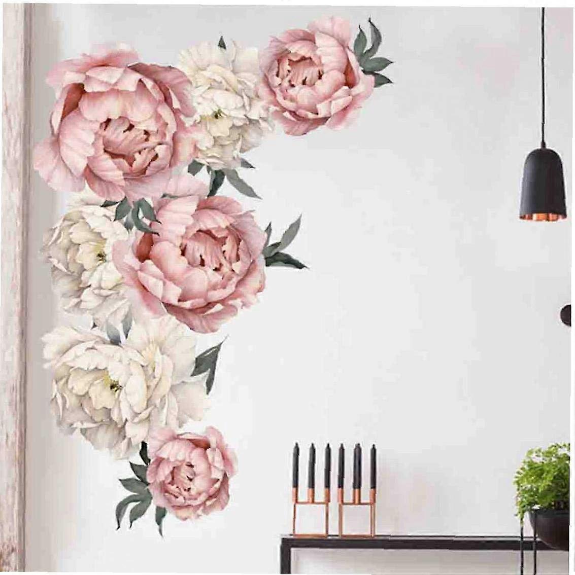 Peony Rose Flowers Wallpaper Self-Adhesive Wall Sticker Vinyl Removable Decals For Home Decor Style Random