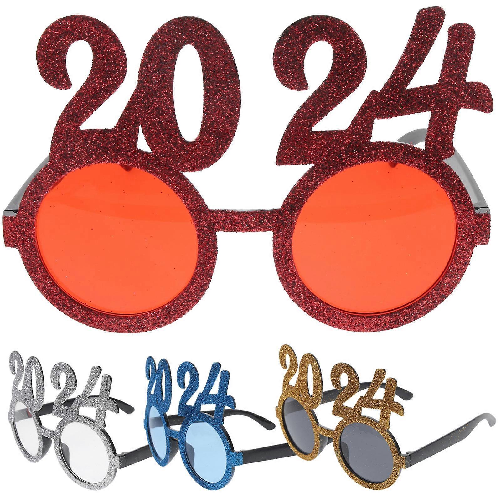 Funny Eye Glasses New Year Performance Eyeglasses Assorted Color Plastic Frame Ac Lens for 4Pcs