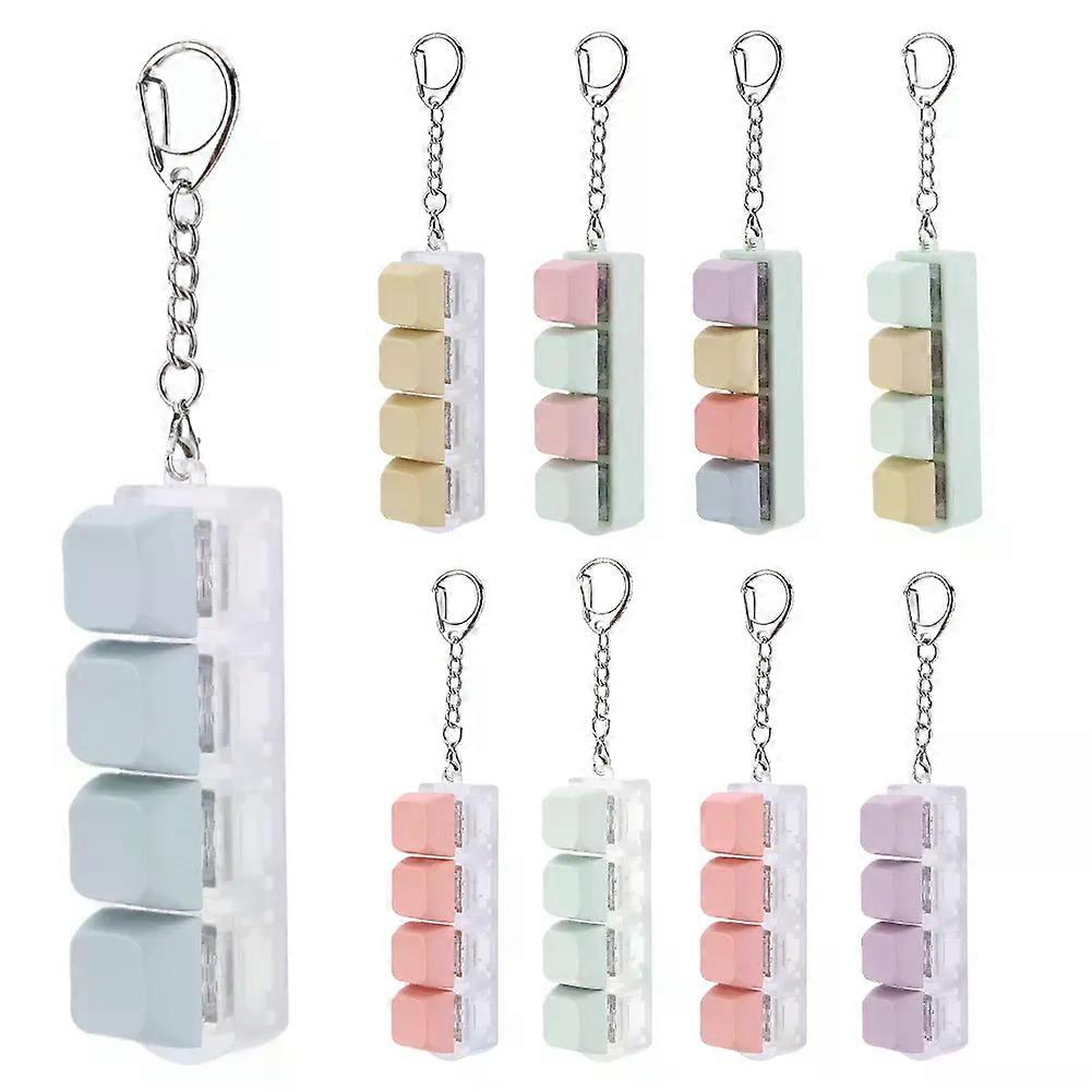 Keyboard Key Toy 4 Keys Button Keycap Fidget Keychain Keyboard Clicker Toy Keyboard Cube Toy for Adult Gifts To Relief Pass Time