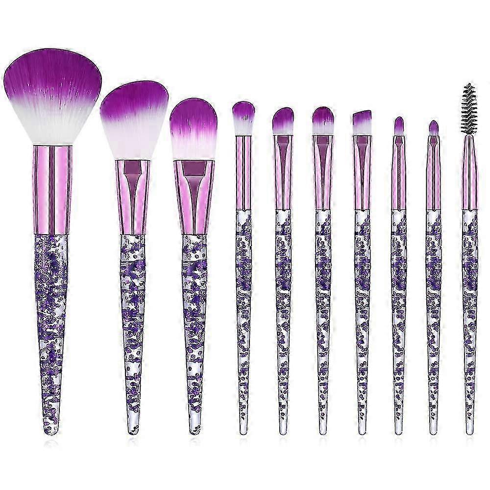 Glitter & Blush Makeup Brush Set in Stylish Purple for On-The-Go Be...