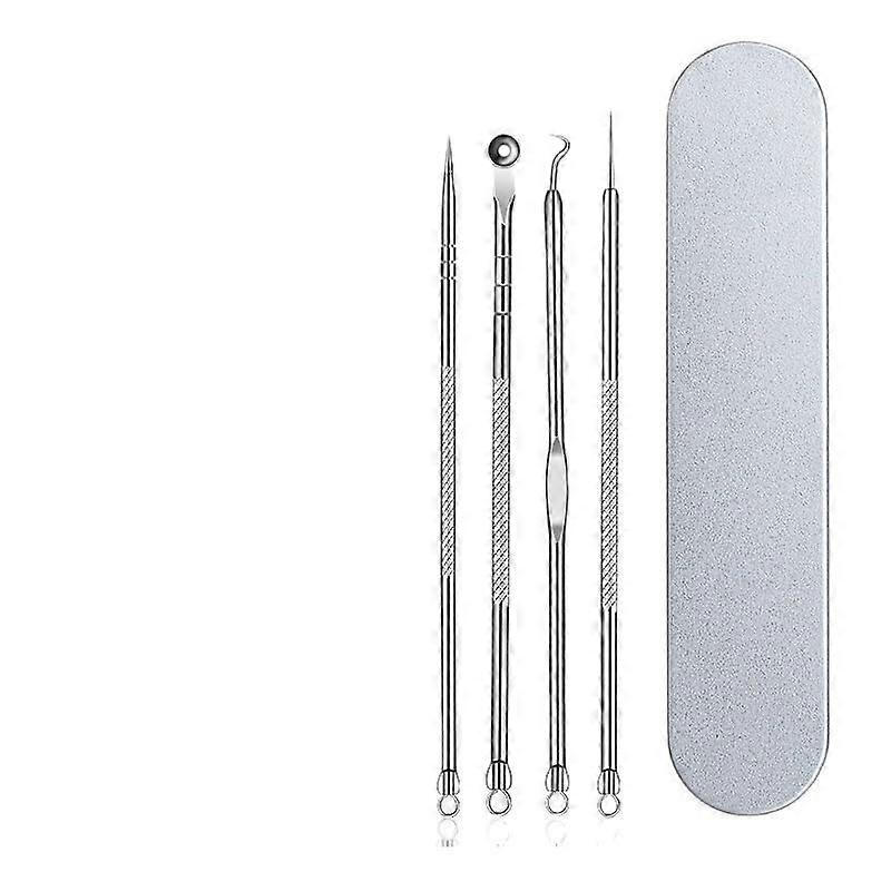 Blackhead Remover Comedone Extractor Curved Tweezers Kit Pimple Popper Tool Set Includes 1 Acne Needle