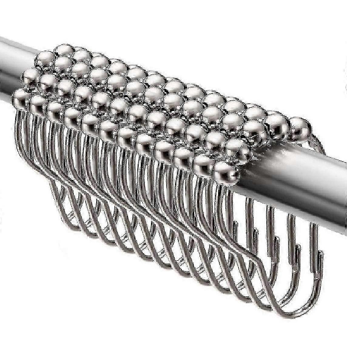 Bathroom Curtain Hooks Rustproof Steel Polished Chrome Shower Curta...