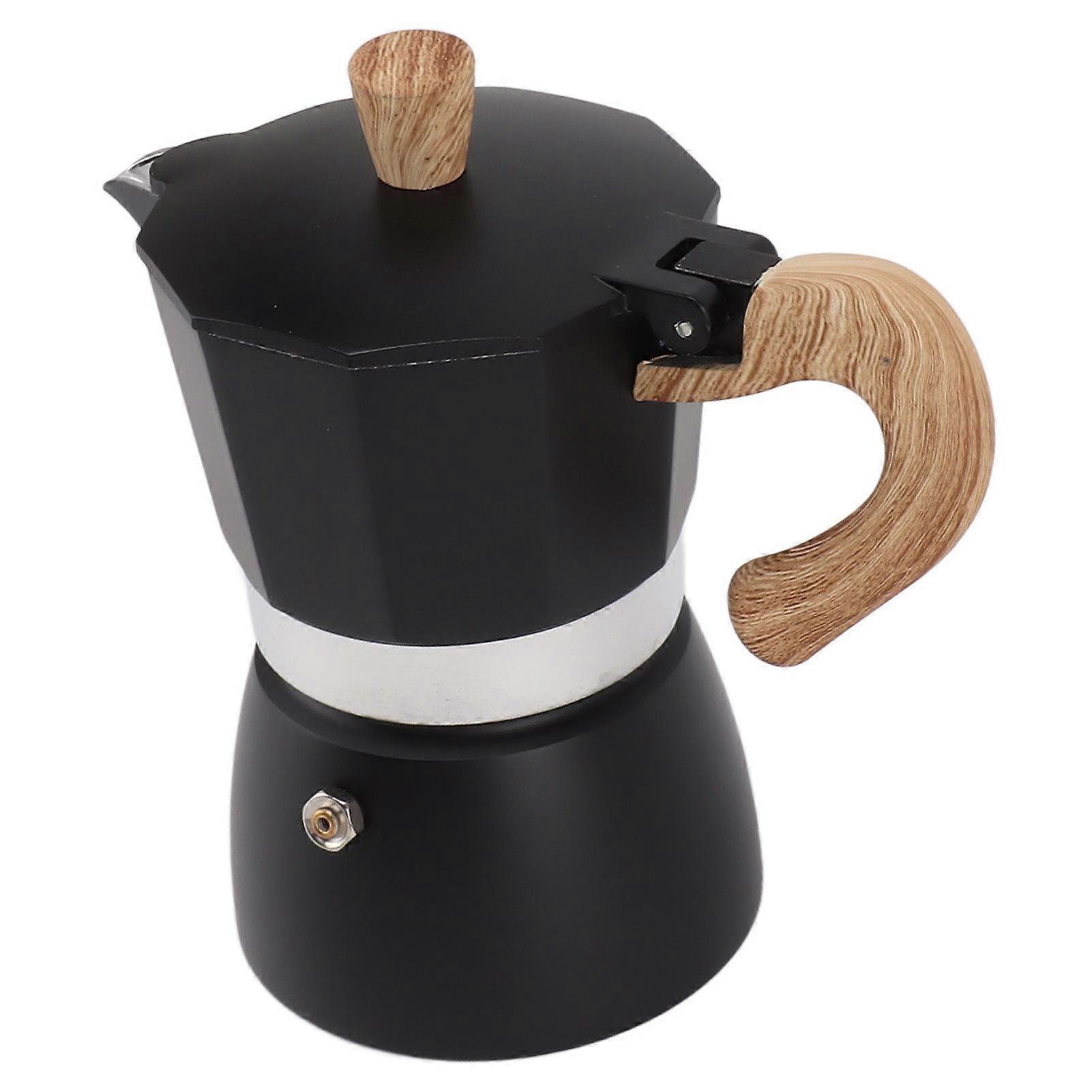 Moka Pot 6 Cups Octagonal Aluminum Coffee Maker Black Portable