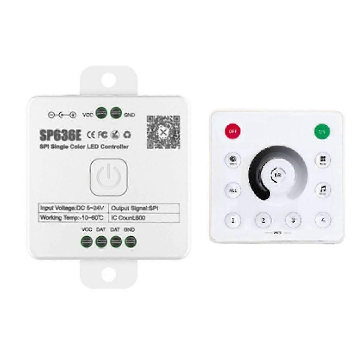And-SP636E SPI DC5-24v monokrom styrenhet med och-RC1 fjärrkontroll Stöd för 2.4G Touch Remote C