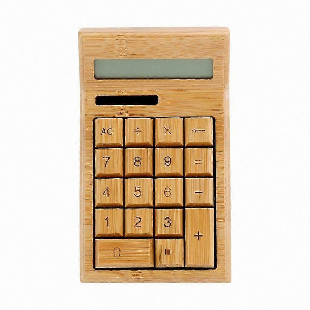 12-Digit LCD Calculator with Bamboo Design for Office and School Use
