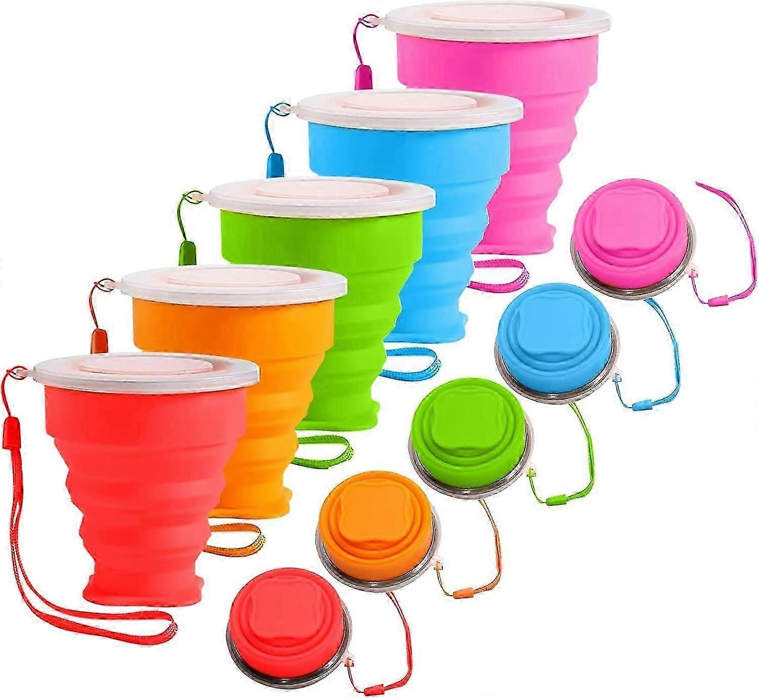 2025 Latest Model 5Pcs Silicone Collapsible Cup for Travel, Reusable Folding