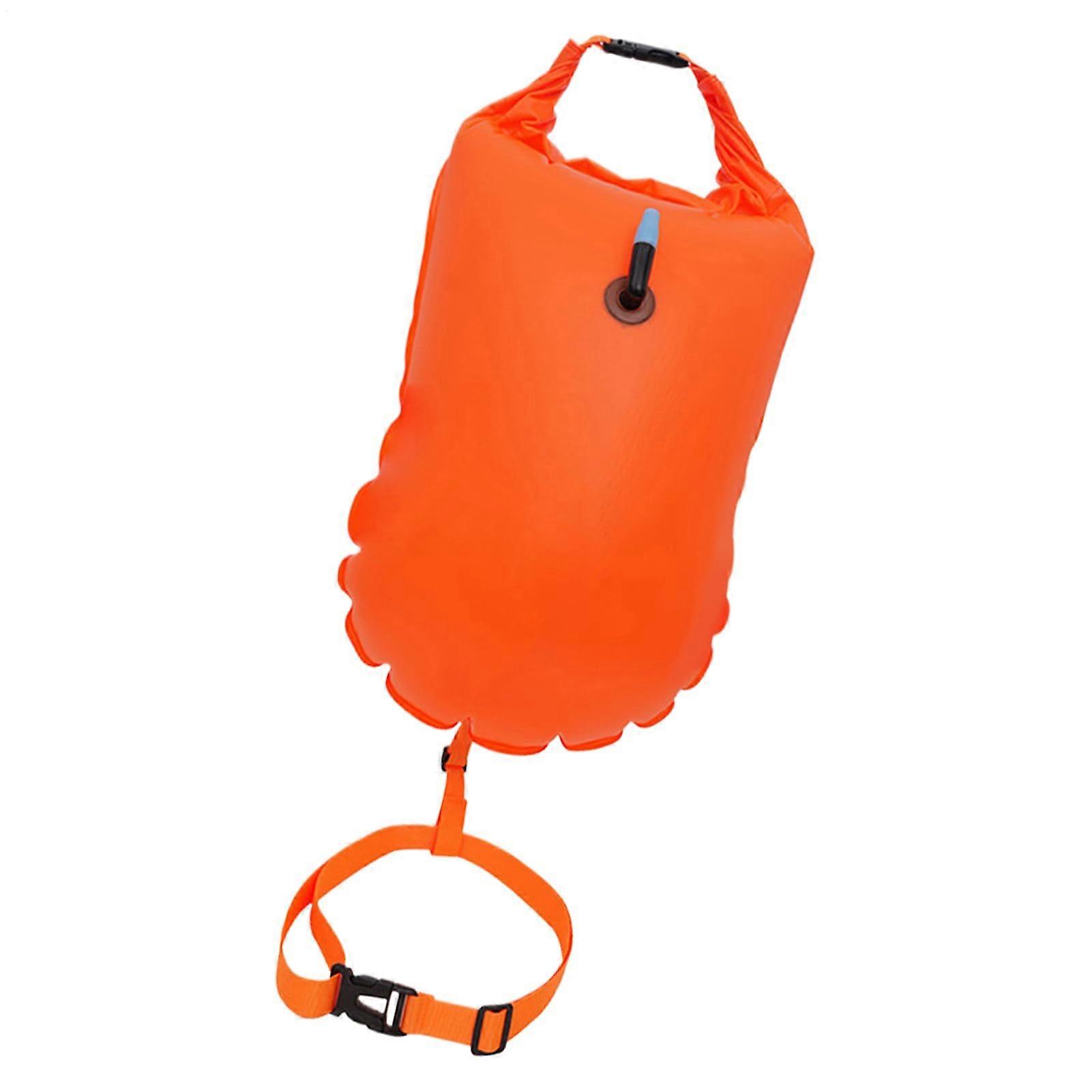 Swimming Pull Buoy Waterproof NonSlip Float Bag With Adjustable Strap Orange For Pool Sea Snorkeling Beach Dive Coast
