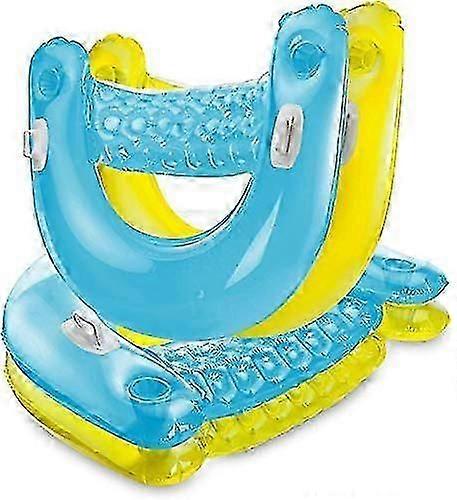 Inflatable Chair Floats With Cup Holders [set Of 4] Sit 'n Float Inflatable Colorful Floating Loungers, Sitting Pool Floats Come In 2 Fun Colors; Blue