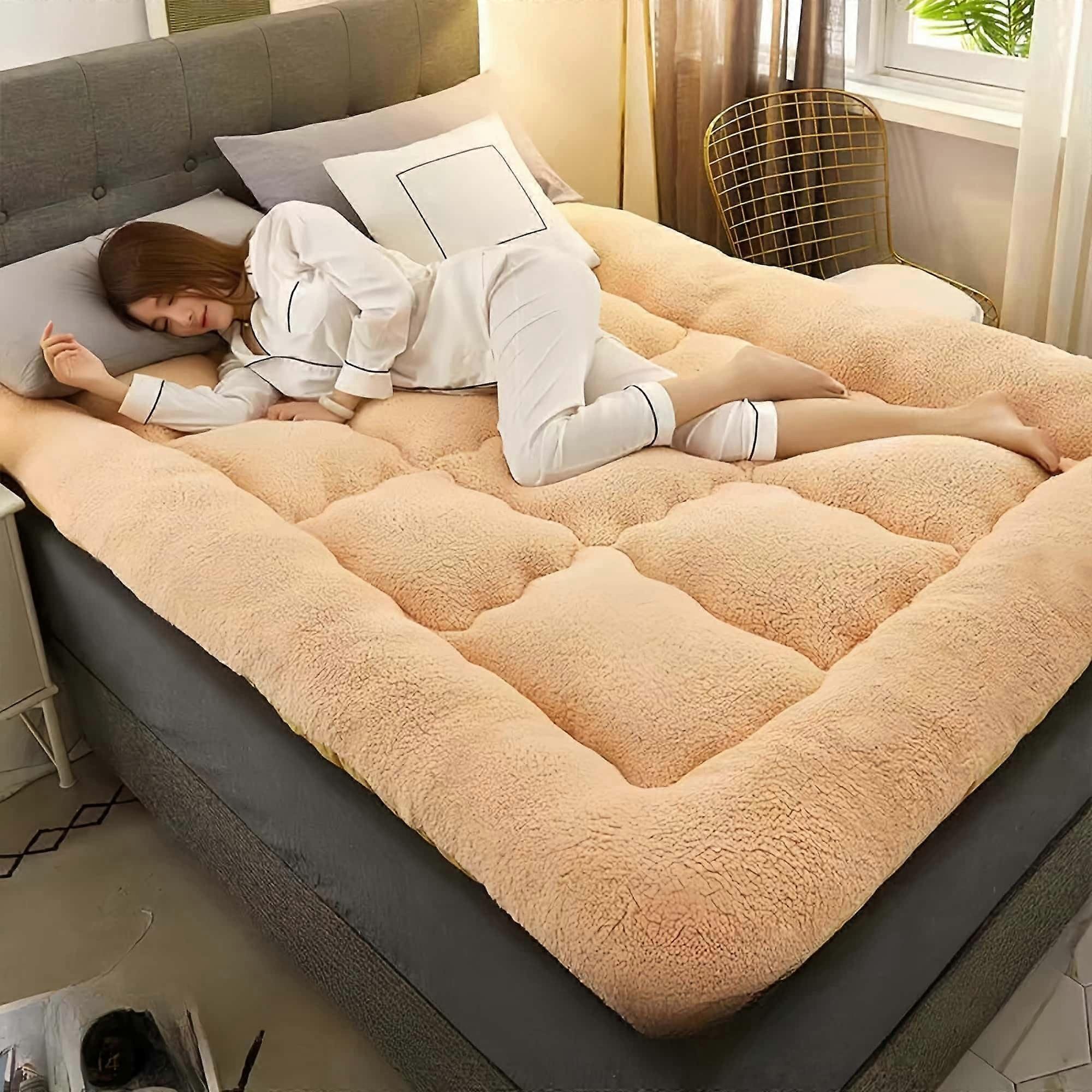 Japanese Floor Mattress Futon, 10 Cm Thick, Roll Up Folding Tatami Sleeping Pad, Portable 2.0 X 2.2 M Lounger