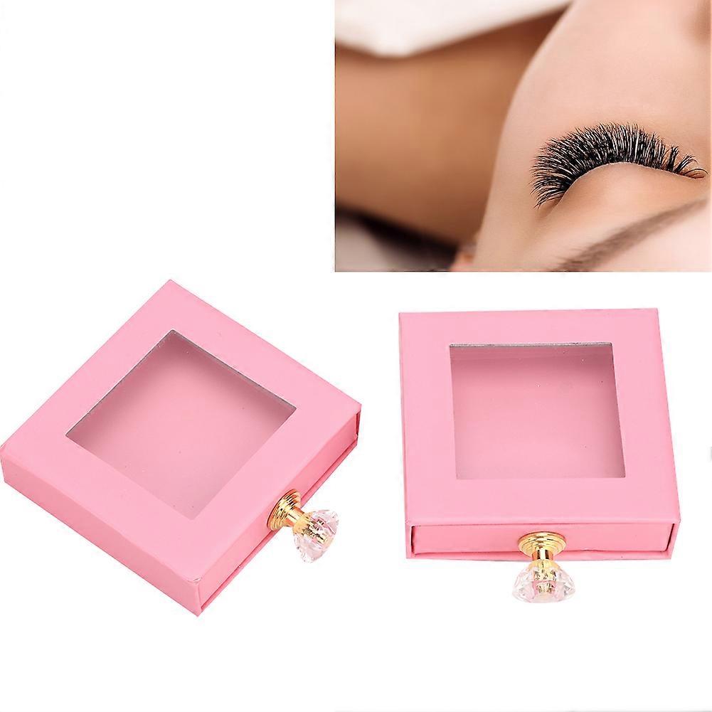 2pcs Pink False Eyelashes Storage Case with Quadrate Window Box
