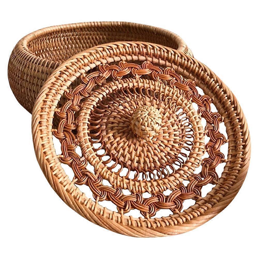 Handmade Rattan Storage Box Candy Holder for Storage 2Pcs