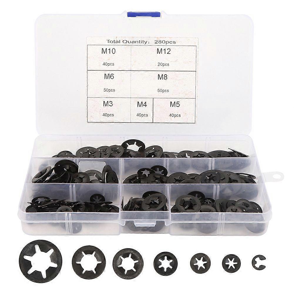280pcs Interne Zahnsicherung Unterlegscheibe Befestigung Push On Speed Washer Dichtung M3 M4 M5 M6 M8 M10 M12
