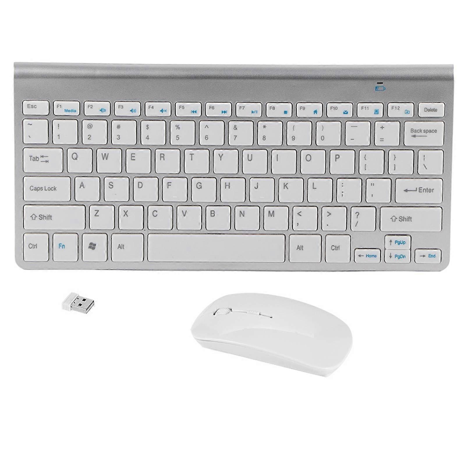 Slim 2.4GHz Wireless Keyboard and Mouse Kit for Desktop Laptop Silver