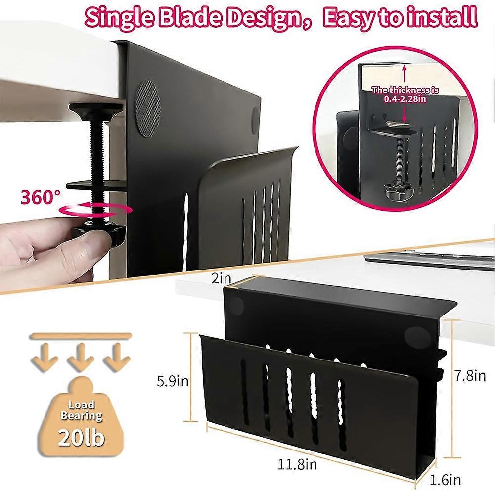 Desk Side Storage Organizer Under Desk Laptop Holder Clamp Shelf