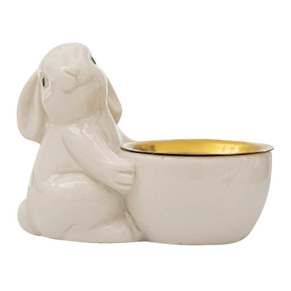 Rabbit Statue Ceramic Incense Burner Cone Holder for Decoration 2Pcs