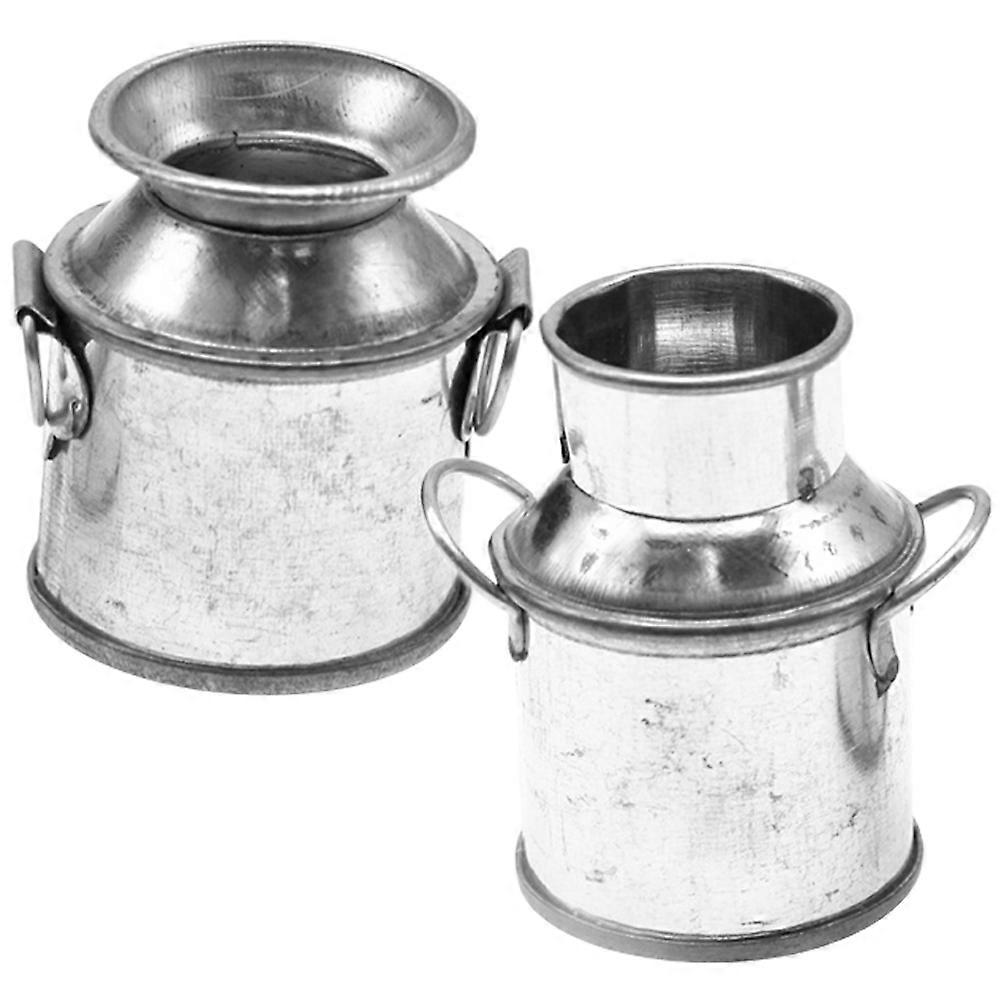 Mini Milk Jug Buckets for Storage Use 2Pcs Miniature Flower Buckets