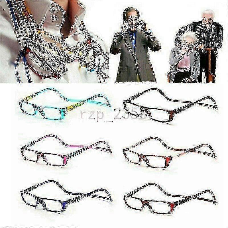 Magnetic Folding Reading Glasses with Snap-On Front Neck Hanging Spectacles