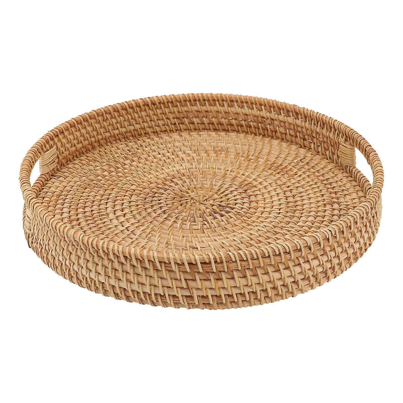 Rattan Woven Storage Basket for Food Storage Container 1Pcs Light Brown