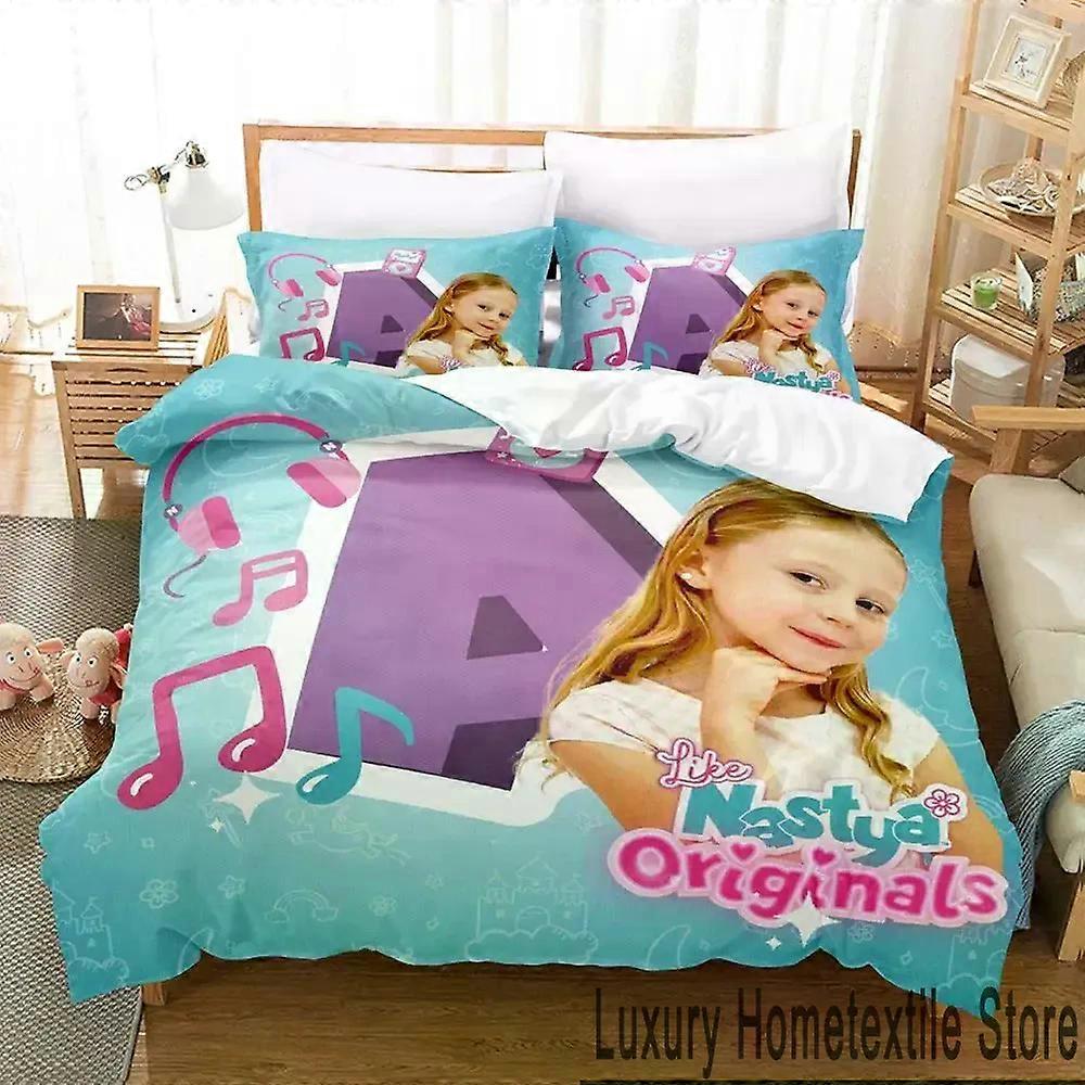 PIN2252 3D Printed Bedding Set Like Nastya, Duvet Cover, Pillowcase, King/Queen Size, for Boys and Adults