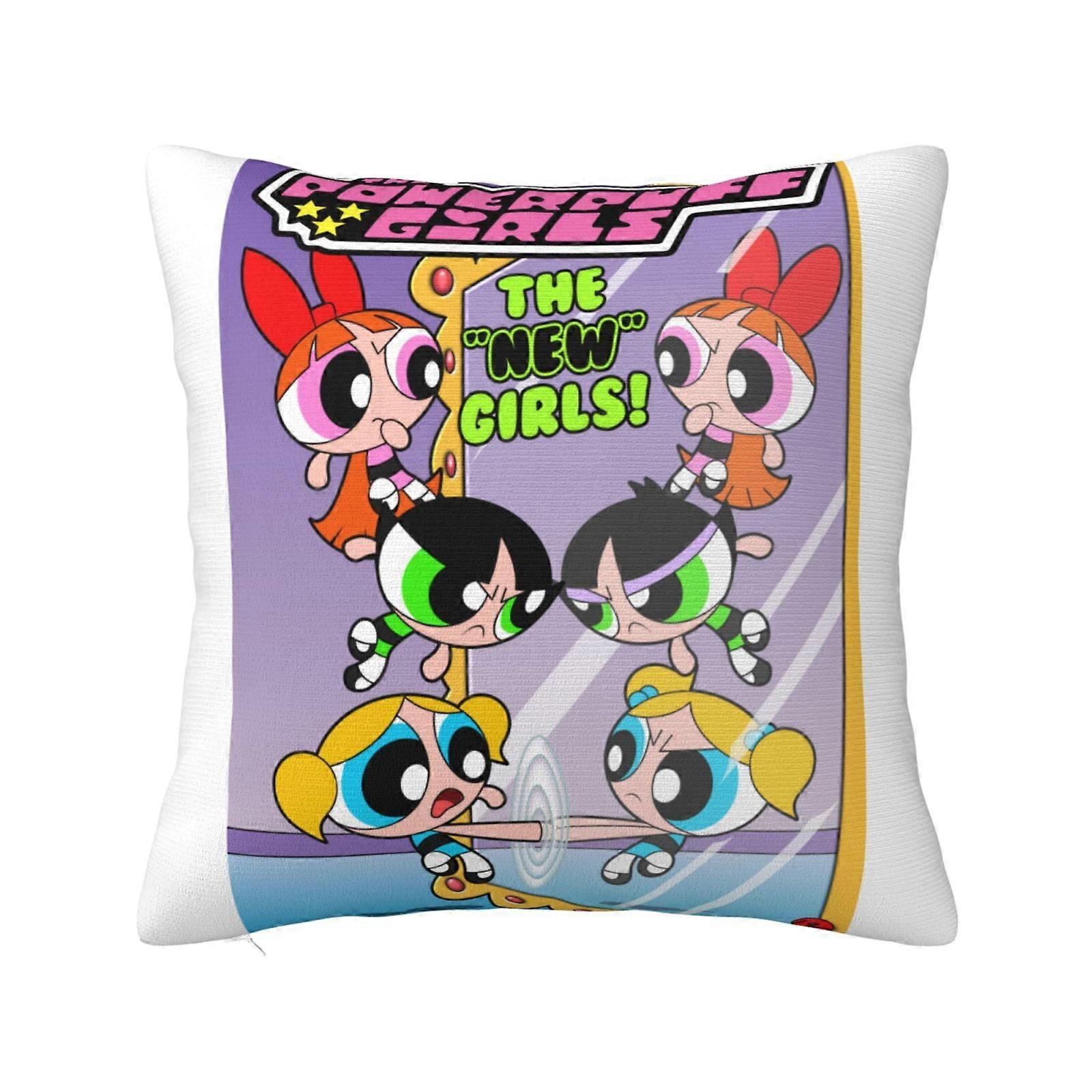 The Powerpuff Girls Super Soft Pillow Case Cover with Zipper for Bedroom, Sofa, Couch,Cozy Fuzzy Pillow Shams for All Seasons Square Pillow