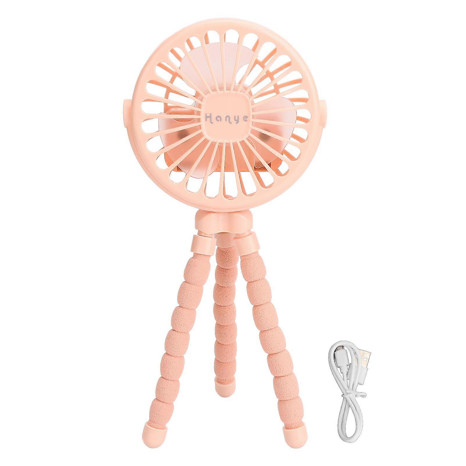 Stroller Fan Portable Mini Portable 3 Speed Hangable Standable and Twistable Desktop Stroller Fan Pink