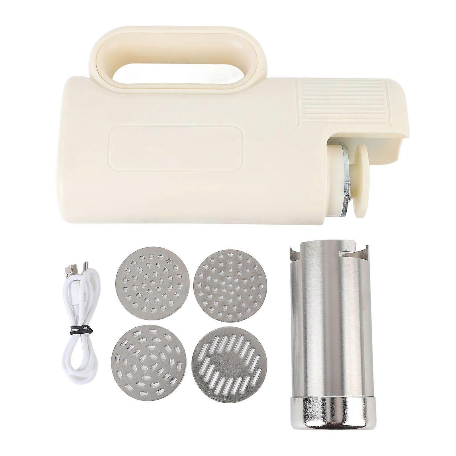 Electric Pasta Maker Cordless Automatic Portable Handheld Noodle Making Machine with 4 Noodle Plates for Household Kitchen