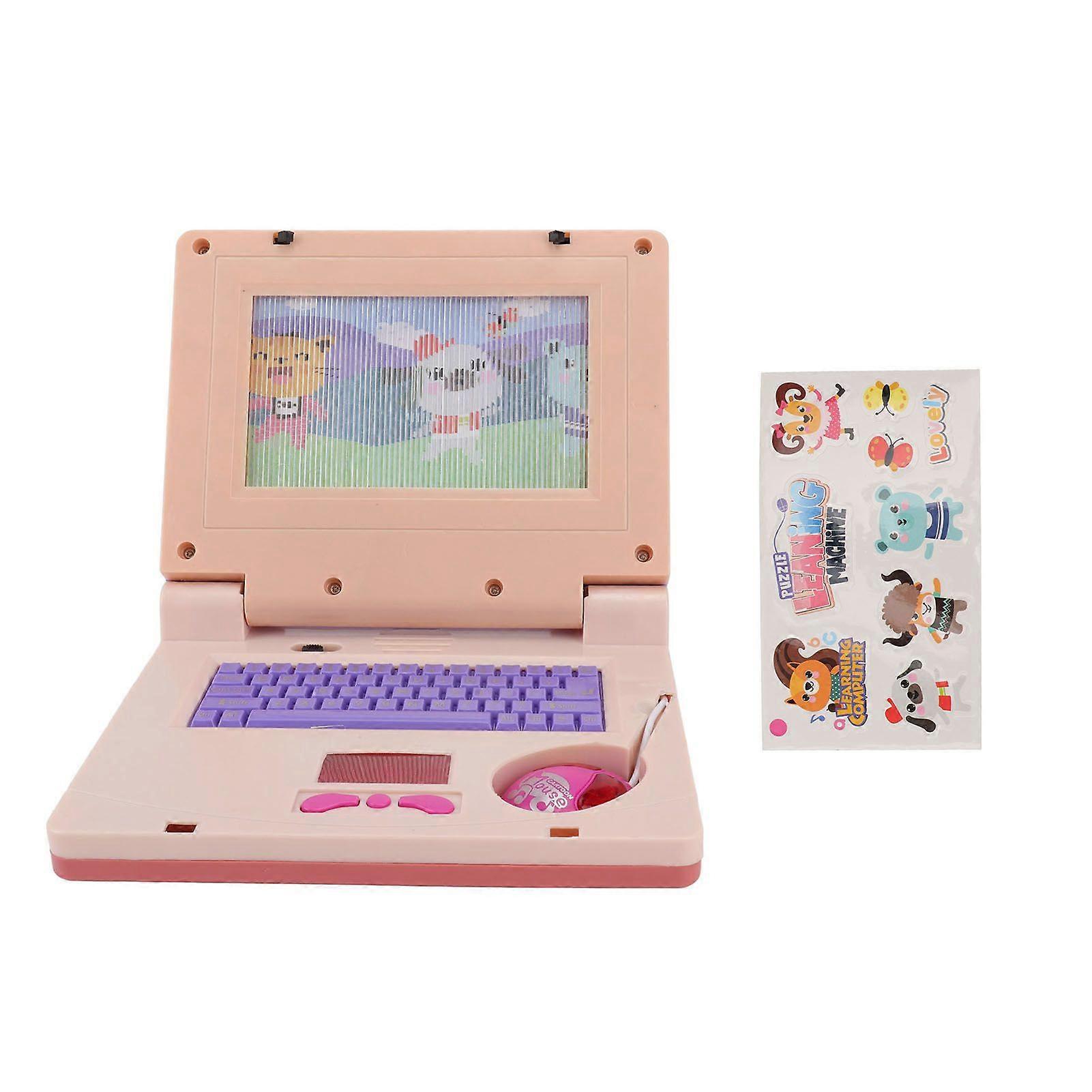 Kids Learning Laptop Educational LED Music Electronic Cognitive Development Simulation Computer Toy Purple Retractable Mouse