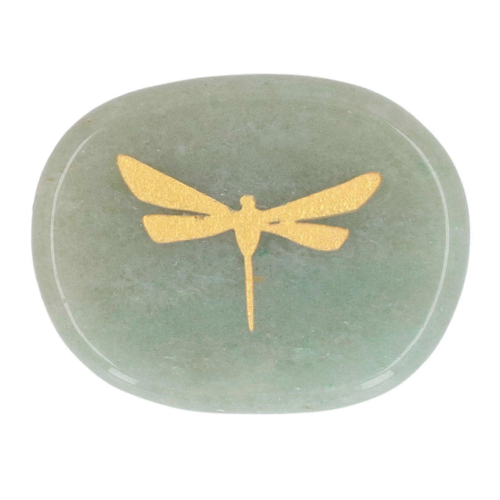 Thumb Worry Stone Nature Crystal Gold Dragonfly Surface Carving Relaxing and Soothing Balance Stone Type 2