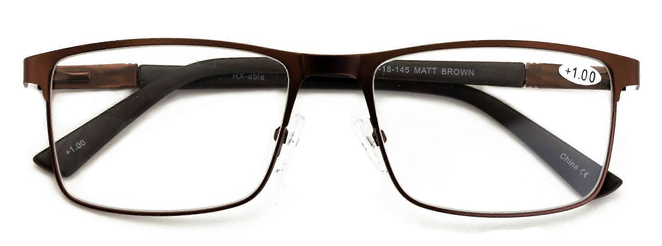 Men Premium Optical Frame Wide Large Head Reading Glasses Rectangular Metal - Clear Lens Reader DRM02 144MM +2.25