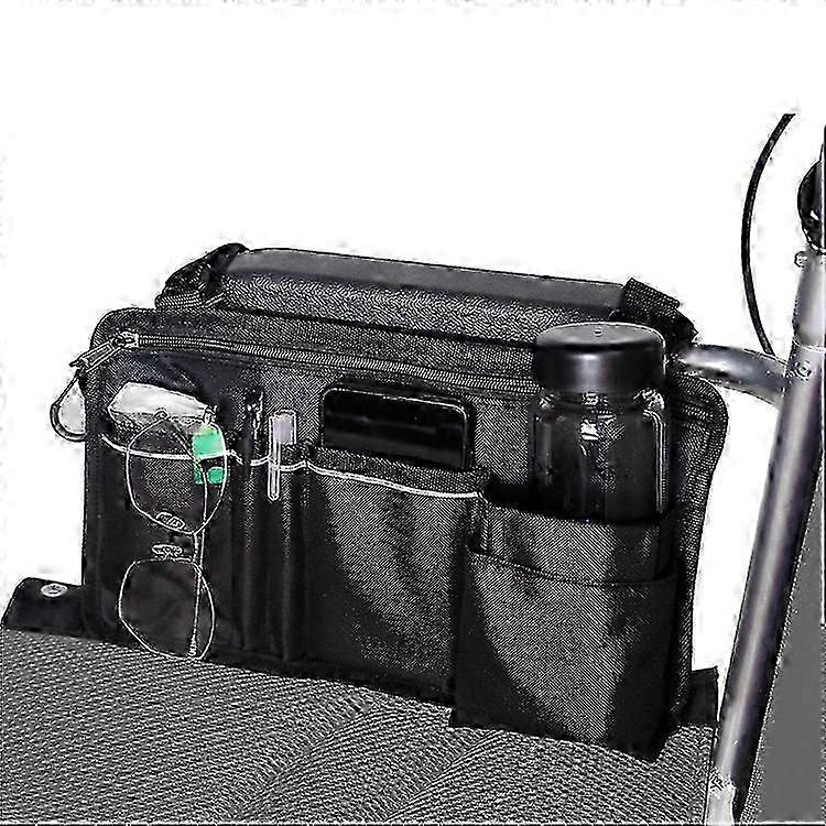 Wheelchair Storage Bag with Cup Holder & Reflective Strips - Side Organizer for Walkers and Rollators