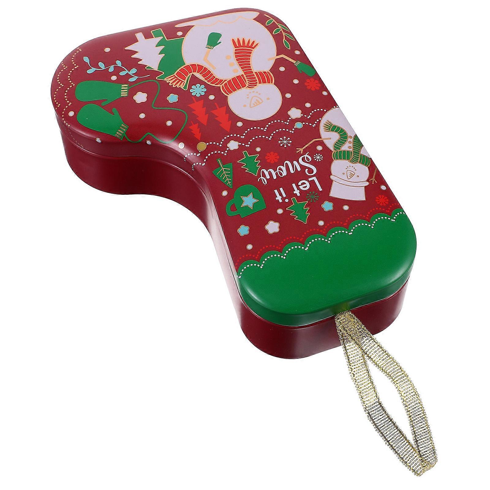 Christmas Candy Container Tinplate Storage Box for Storage 3Pcs Red