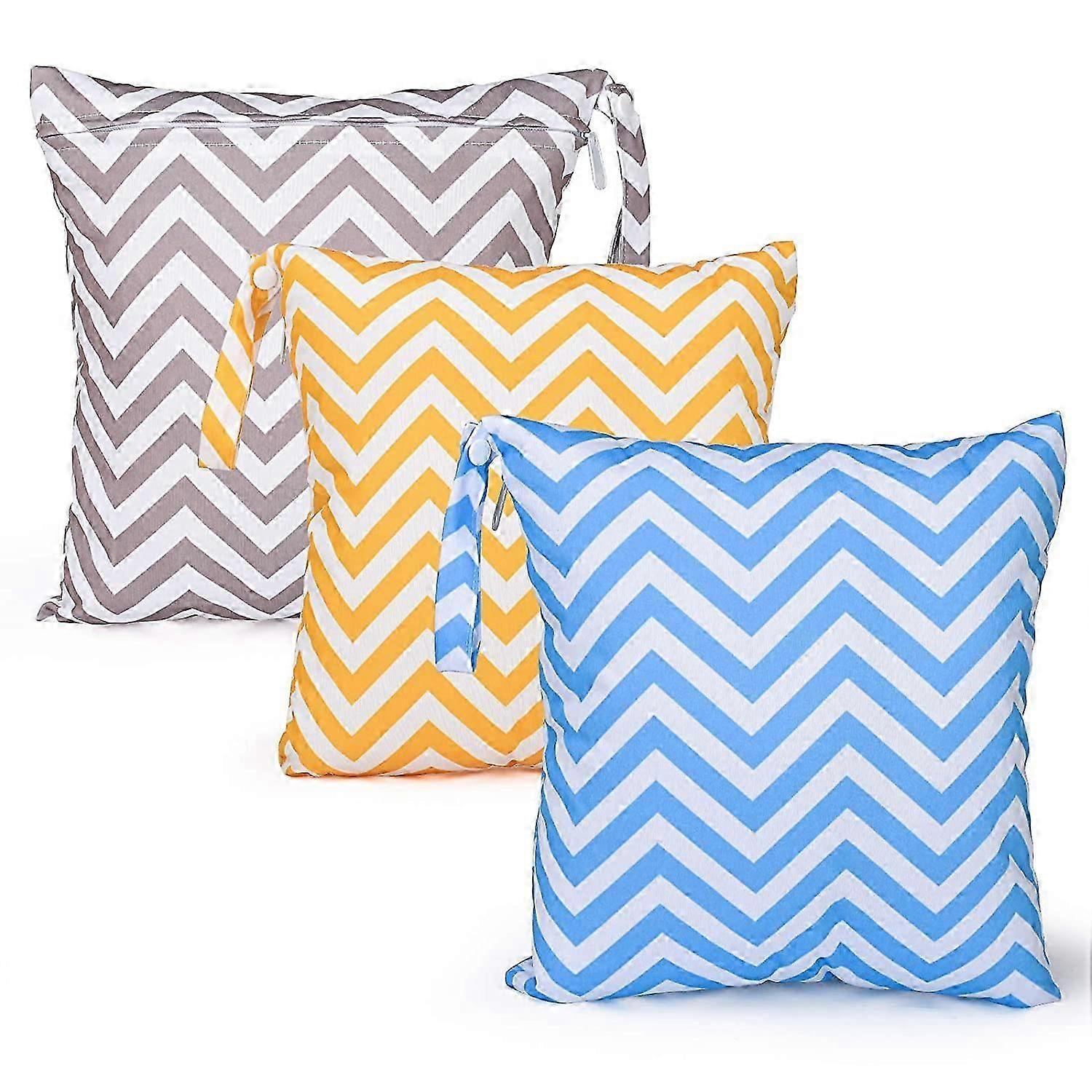 3-Pack Waterproof Reusable Wet and Dry Bags for Cloth Nappies and Essentials