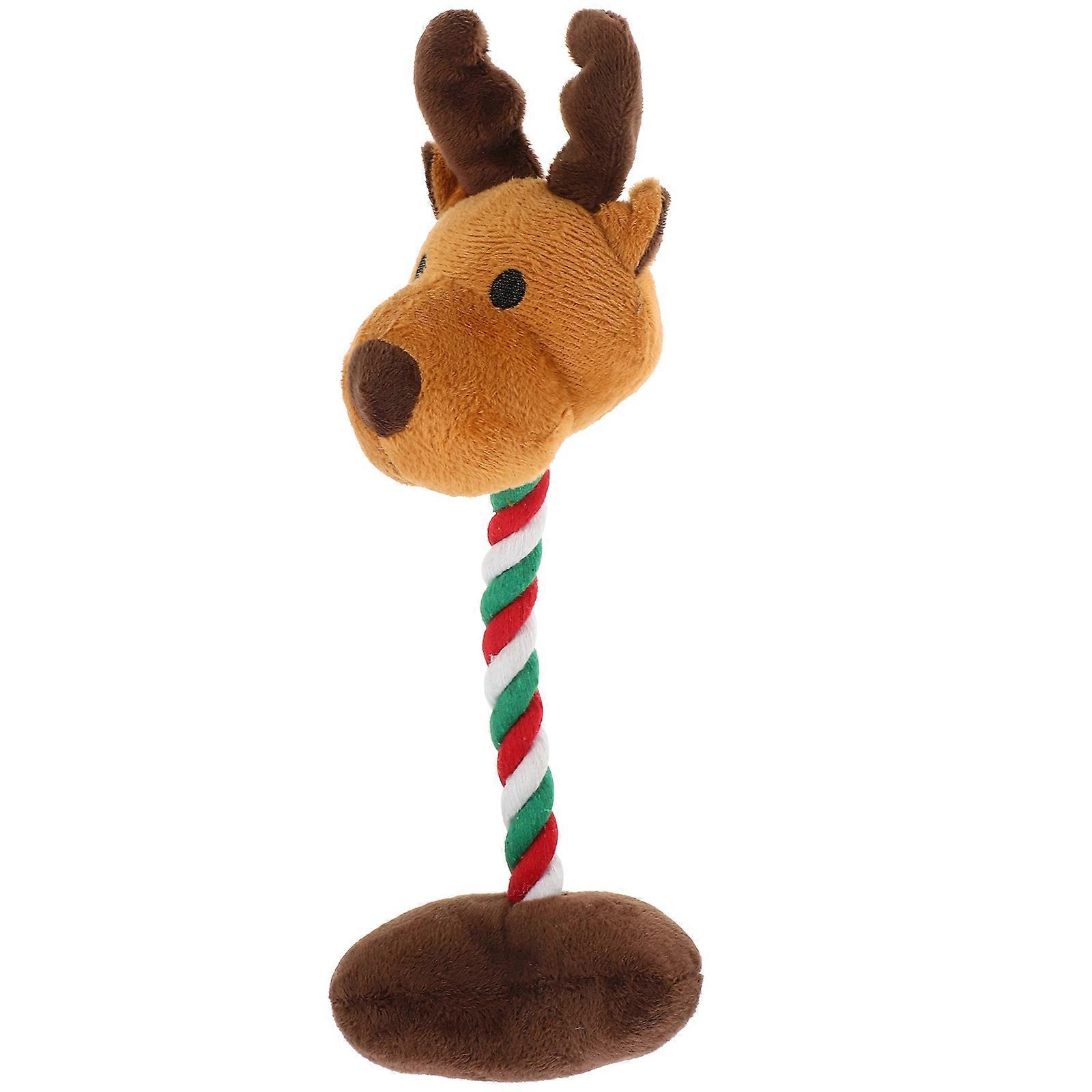 Christmas Elk Plush Dog Chew Toy Interactive Squeaky Toy for Puppies 4Pcs