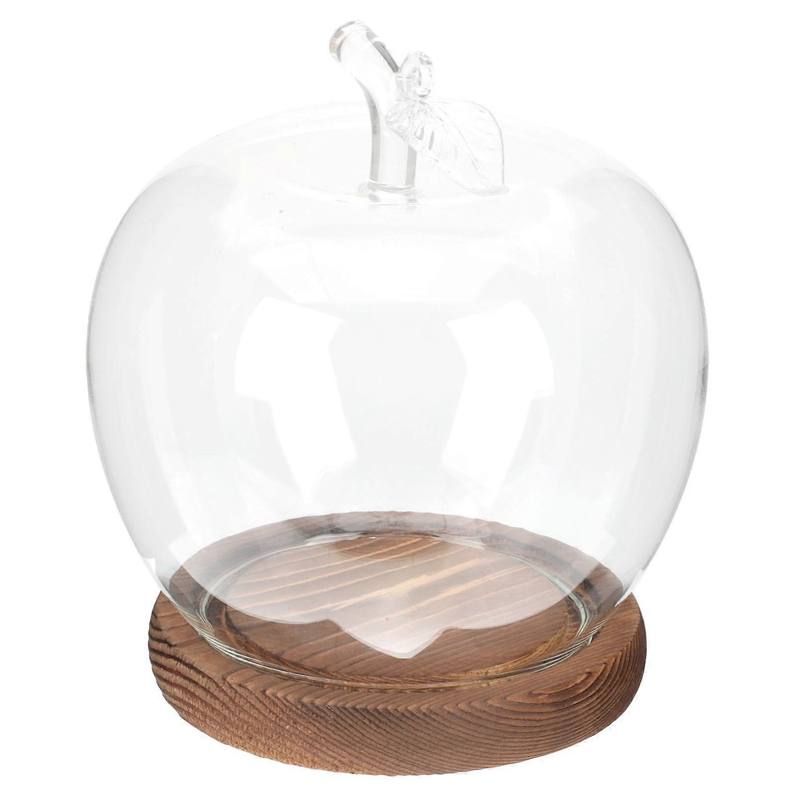 Transparent Glass Dome Display Cover for Protection 2Pcs with Wood Base