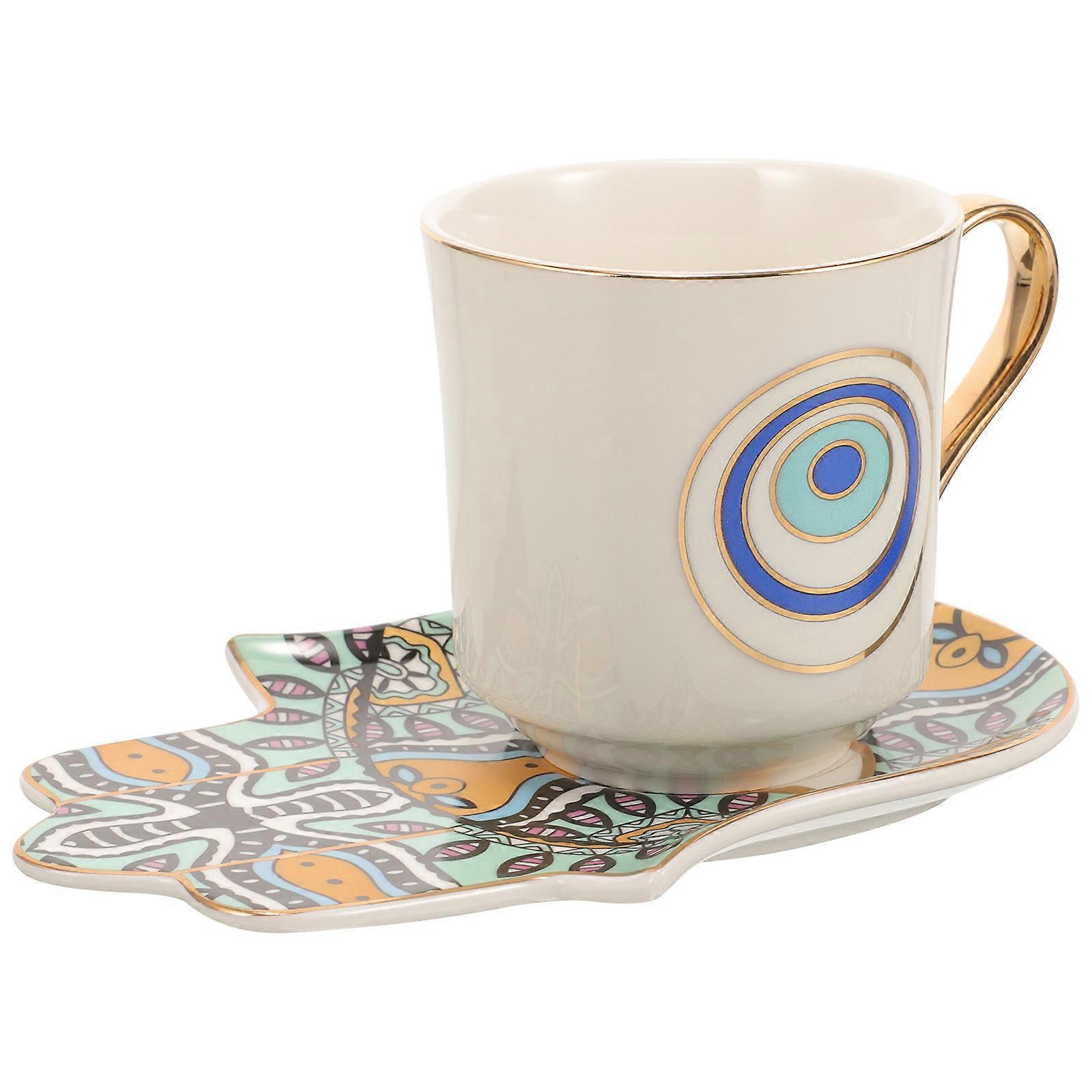 European Style Coffee Mug With Saucer Set For General Consumers Perfect For Afternoon Tea Featuring Round Design And 5 Sets