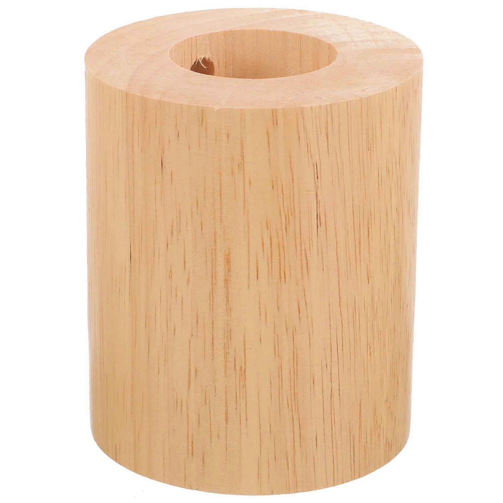 Wood Lamp Base for Display Base with E27 Socket Beige Wooden Cylinder