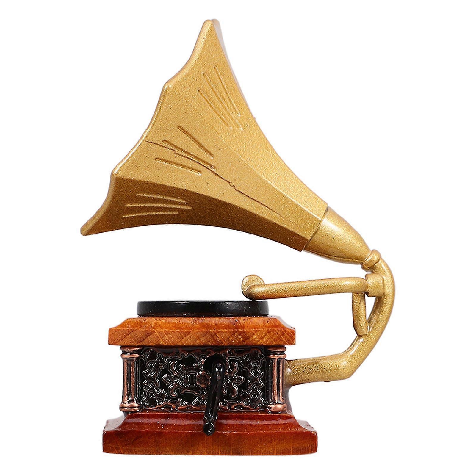 Mini Phonograph Model 2Pcs Retro Dollhouse Decoration Toy For Mini House Photography With Options