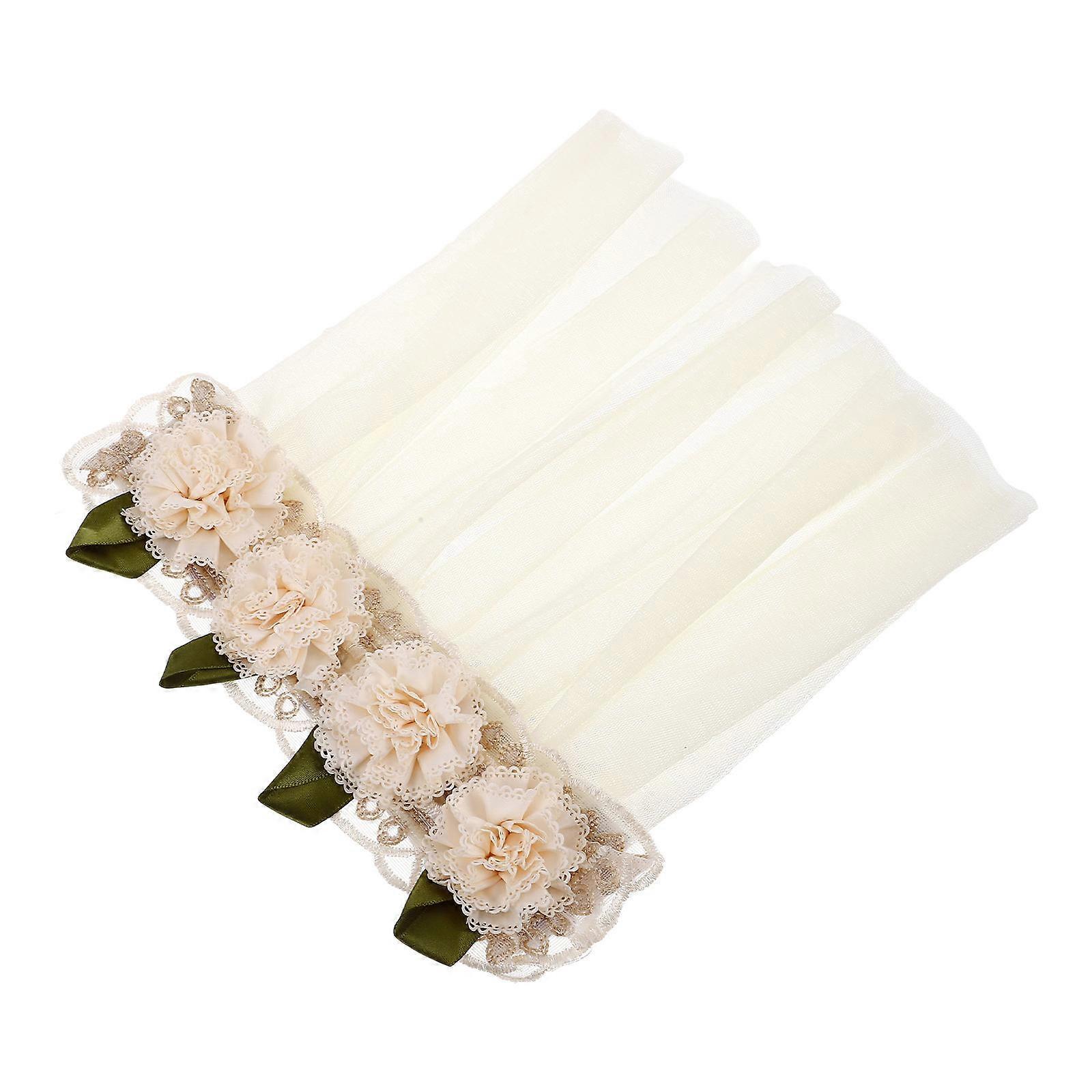 Miniature Window Curtains For Dollhouse Decorative Use 24X24X2CM Beige Lace Trim 4Pcs