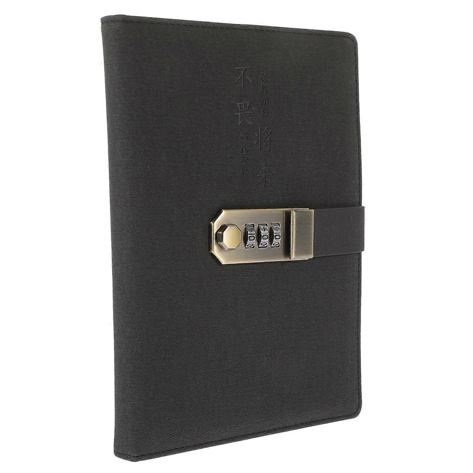 Practical Lockable Notepad For Household And School Use 2Pcs Black PU Material Journal With Security Lock Feature
