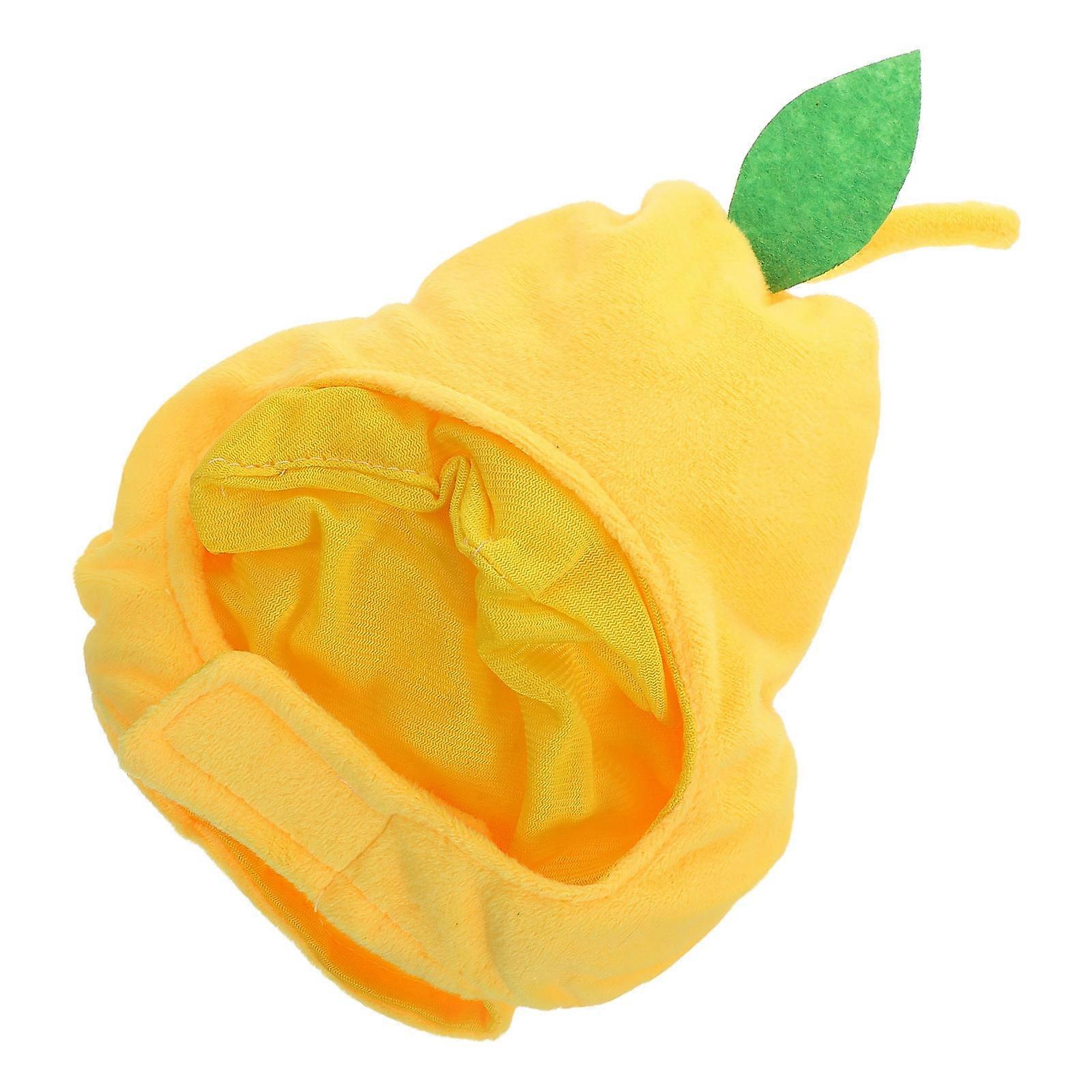 Cat Dress Up Hat Pear Shaped Soft Plush Yellow Material for Holidays Parties Costume 1Set