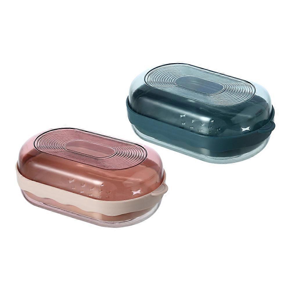 Shower Soap Container Hygienic Storage Box Red 14.50X9.00X5.50cm 2Pcs