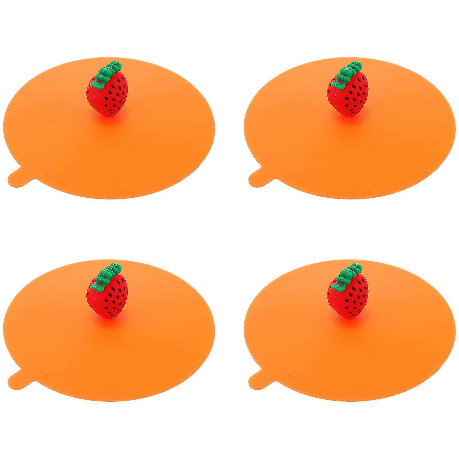 Creative Orange Mug Lid for Cup Use Silicone Leakproof 8Pcs Set