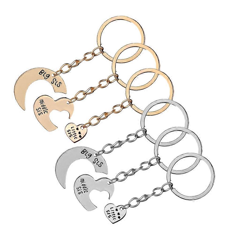 Fashionable Heart Shape Sister Theme Keychains Accessory For Handbags And Backpacks Assorted Color 6 Sets