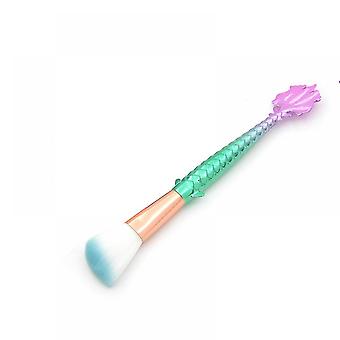 Veeki Mermaid Tail Powder Sky Blue Gradient Handle Makeup Brush, 1pcs Contour Highlighter Brush, Makeup Beauty Tool