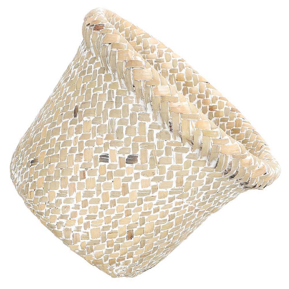 White Vintage Woven Basket Bucket for Storage Use 2Pcs Trash Can Home Use