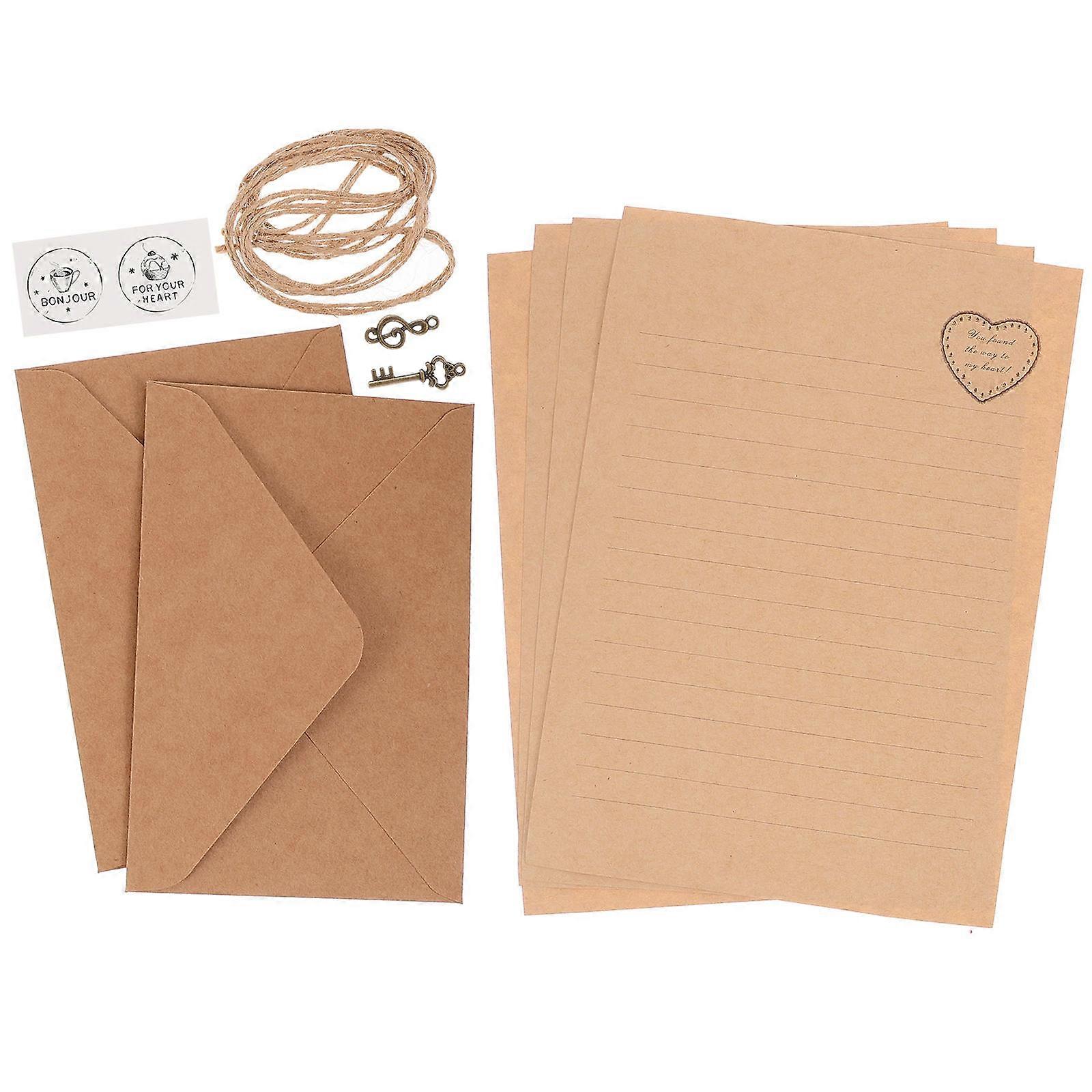 Stationery Paper Envelope Letter Writing Paper Set Letters Travel Study Assorted Color Paper Rope Metal 2 Sets
