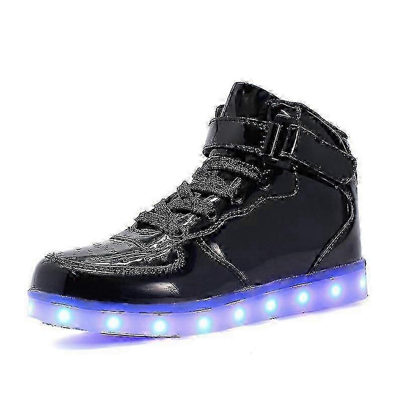 نسائي الرجال بقيادة يضيء حتى المدربين عالية أعلى وامض المدربين USB شحن الدانتيل حتى أحذية الأزواج Tw