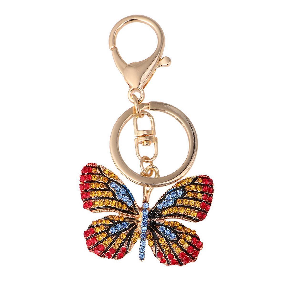 Bag Pendant Metal Keyring for Decor 3Pcs Red Butterfly Shape Key Chain