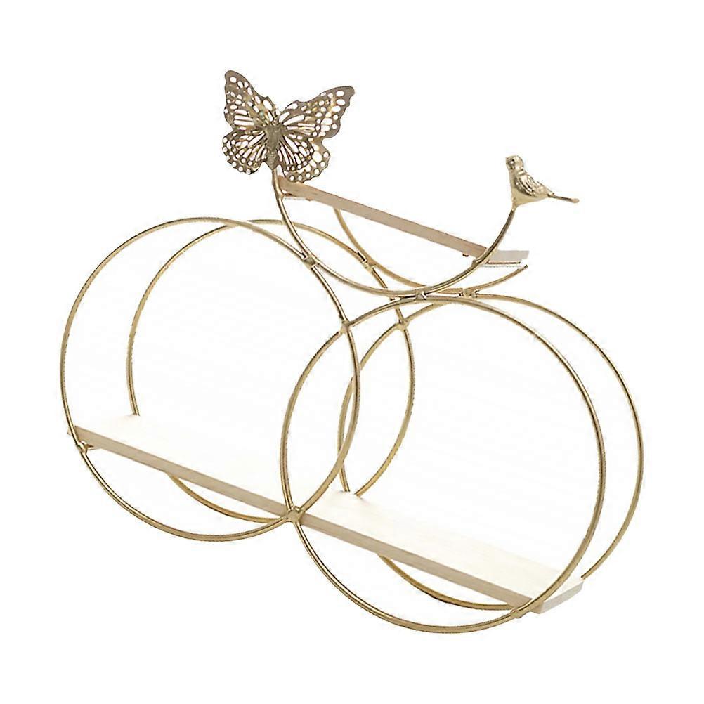 Wall Mounted Iron Rack for Decorative Storage 2Sets Golden Tone